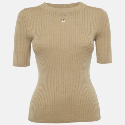 Pre-owned Sandro Brown Rib Knit Crew Neck Top M