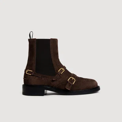 SANDRO BUCKLE CHELSEA BOOTS
