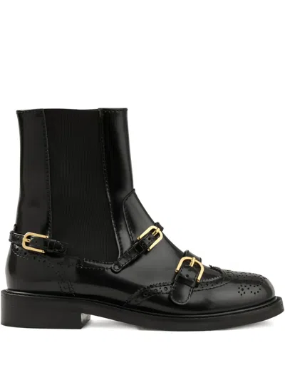 Sandro Leather Buckled Chelsea Boots In Multi