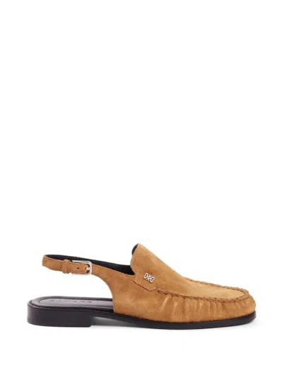 Sandro Buckle Suede Loafers In Brown