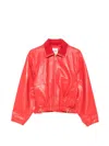 Sandro Clemy Zip Front Leather Jacket In Red