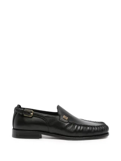 Sandro Buckle-detail Leather Loafers In Black