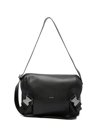Sandro Buckle-fastening Messenger Bag In Black