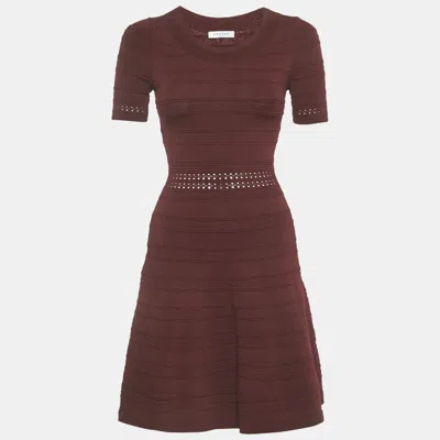 Pre-owned Sandro Burgundy Knit Mini Dress S