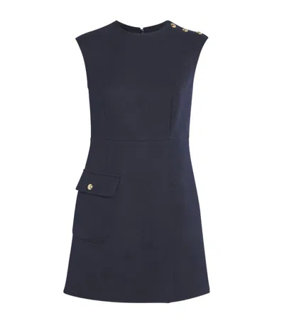 Sandro Button-detail Mini Dress In Navy Blue