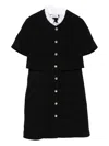 Sandro Womens Detachable-collar Button-down Cotton-blend Mini Dress Black In Black