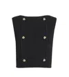 Sandro Button-embellished Cropped Sweater In Black