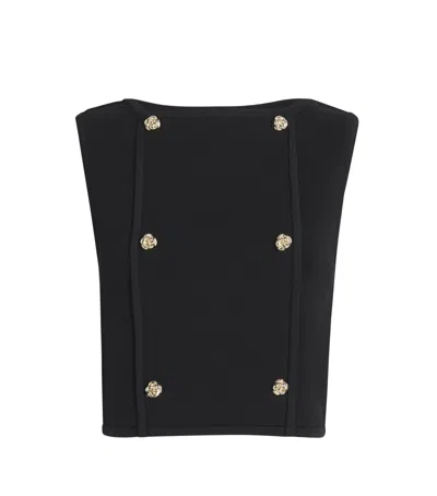 Sandro Button-embellished Cropped Sweater In Black