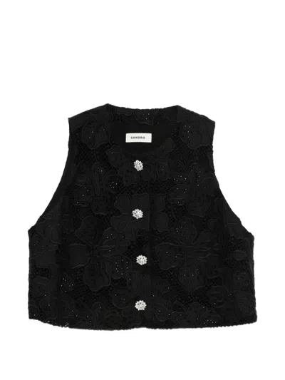 Sandro Button-embellished Top In Black