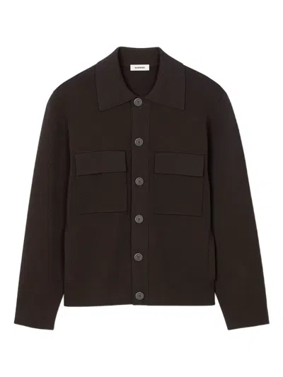 Sandro Button-fastening Pocket Cardigan In Brown