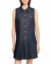 Sandro Button Front Mini Denim Dress In Blue