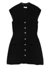 Sandro Button-front V-neck Mini Dress In Black