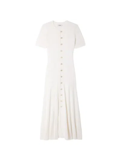 Sandro Button Knitted Midi Dress In Neutral