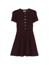 Sandro Womens Brown Short-sleeved Slim-fit Knitted Mini Dress In Brown