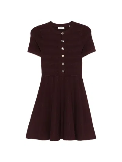 Sandro Button Knitted Mini Dress In Brown