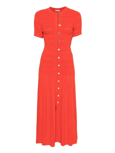 Sandro Button-up Midi Dress In Red