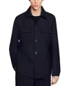 Sandro Buttoned Overshirt In Blue