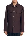 Sandro Button Up Overshirt In Chocolate