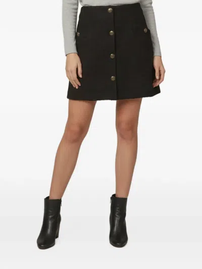 Pre-owned Sandro Button-detail Bouclé Mini Skirt In Black