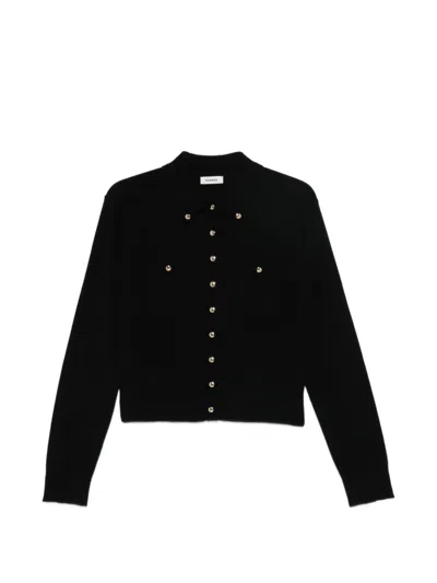 Sandro Button-down Shirt-collar Cardigan In Black