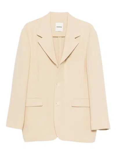 Sandro Buttoned Blazer In Neutral