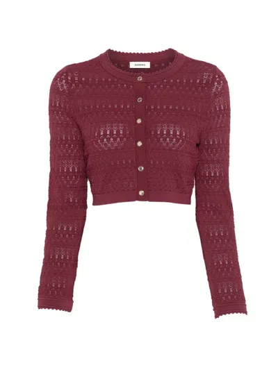 Sandro Buttoned Cardigan In Red