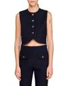 Sandro Decorative Buttoned Crop Top In Black