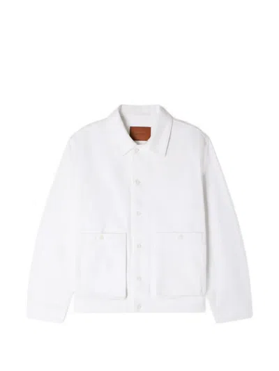 Sandro Buttoned Denim Jacket In White