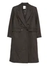 Sandro Buttoned Double-breasted Coat In Brown