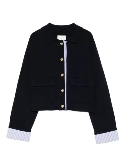 Sandro Buttoned-fastening Cardigan In Blue