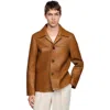 Sandro Buttoned Lambskin Jacket In Brown