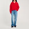 Sandro Buttoned Neck Sweater In Red