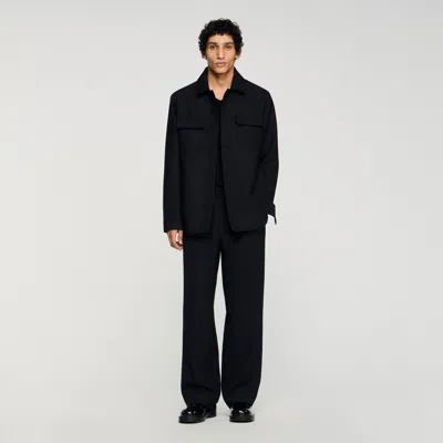 Sandro Buttoned Oversized Shirt In Black