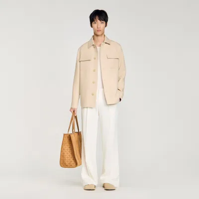 Sandro Buttoned Oversized Shirt In Neutral