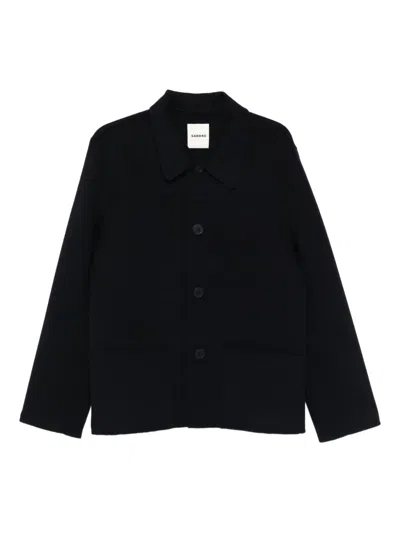 Sandro Buttoned Patch-pocket Jacket In Blue