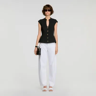 SANDRO BUTTONED PEPLUM TOP