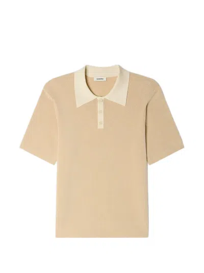 Sandro Buttoned Polo Shirt In Neutral