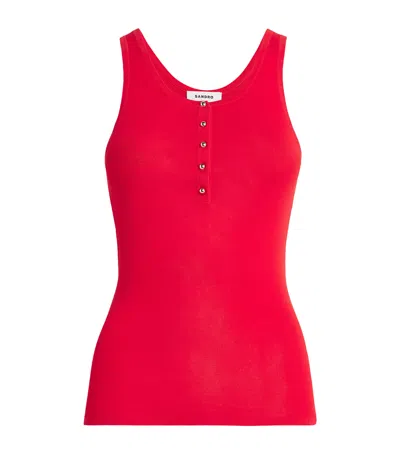 Sandro Buttoned Tank Top In Red