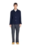 Sandro Fw26 Henry Buttoned Wool Worker Jacket In Blue
