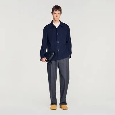 SANDRO BUTTONED WOOL WORKER JACKET
