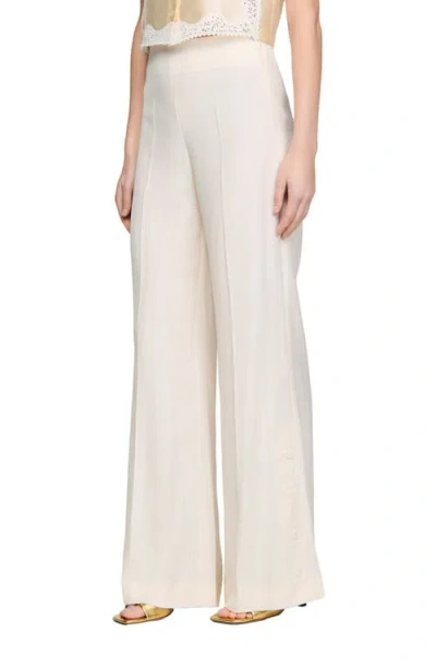 Sandro Buttoned-slit Straight-leg Trousers In White