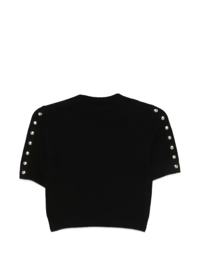 Sandro Button-embellished Crop Top In Black