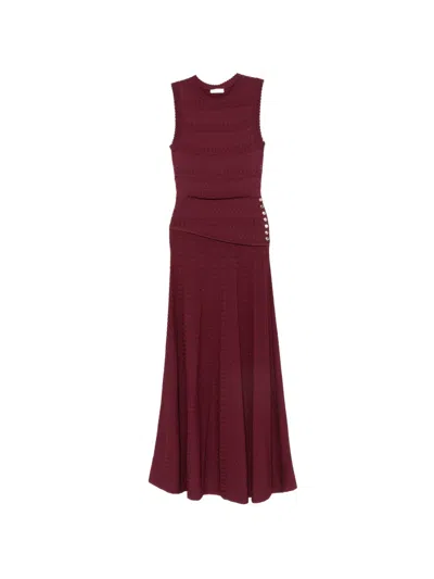 Sandro Button-embellished Maxi Dress In Burgundy