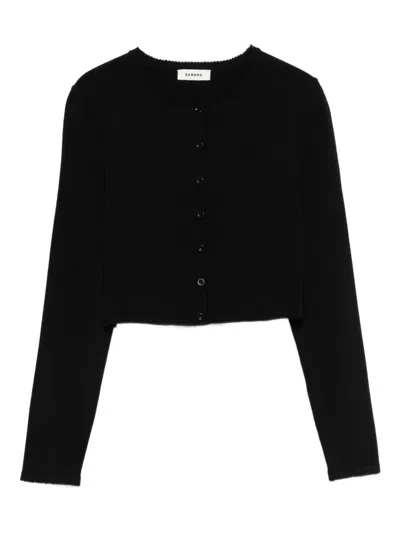 Sandro Button-fastening Cropped Cardigan In Black