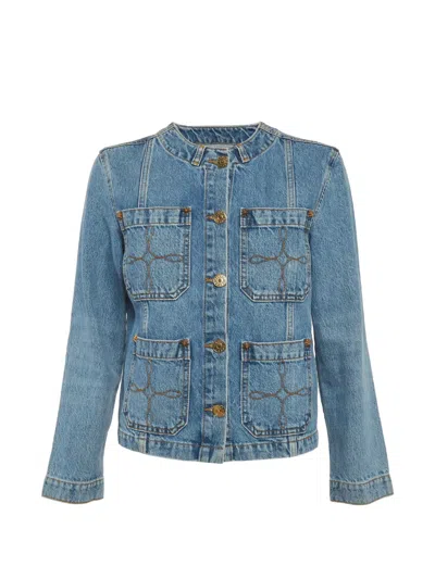Pre-owned Sandro Button-front Denim Jacket In Blue