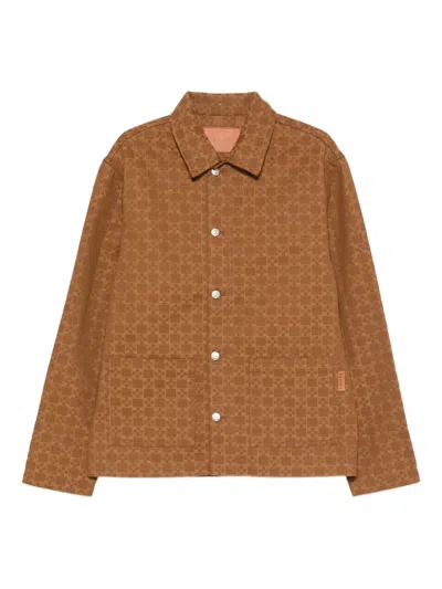 Sandro Button-up Denim Jacket In Brown