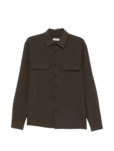 Sandro Button-up Flap-pocket Shirt In Animal Print