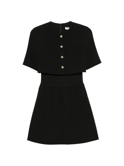 Sandro Button-up Layered Dress In Black
