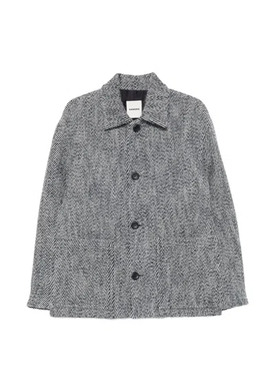 Sandro Button-up Wing-collar Jacket In Gray