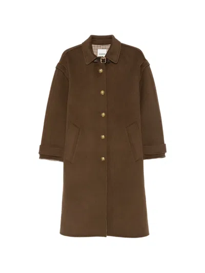 Sandro Button-up Wool Coat In Brown